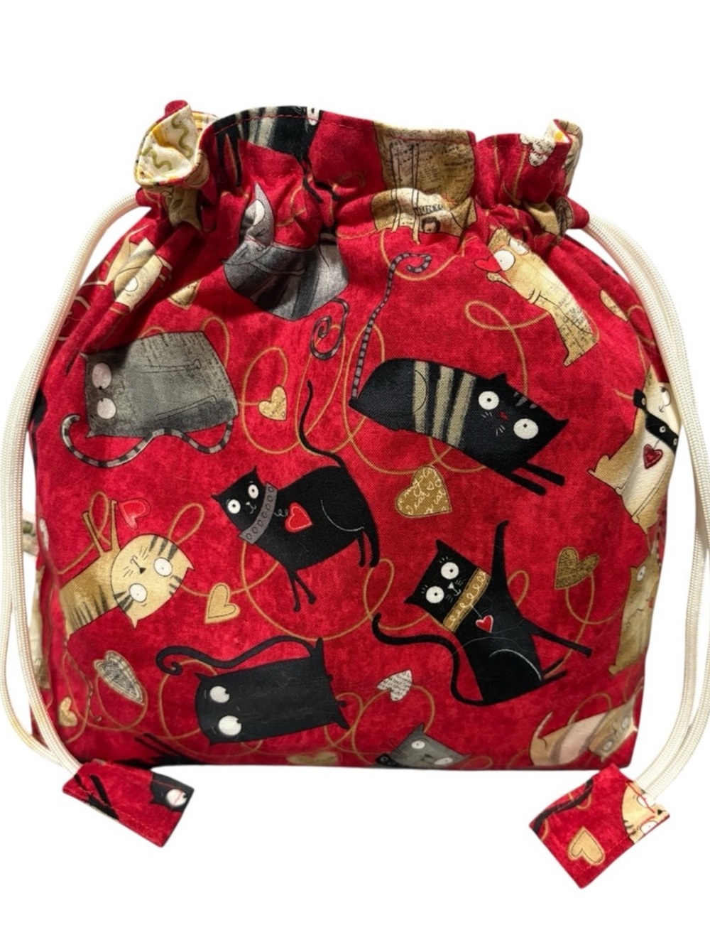 Drawstring Project Bag, Knitting Bag, Crochet Bag, Craft bag, canvas bag